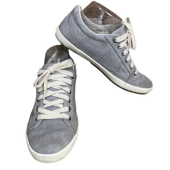 Taos Star Lace Up Low Top Shoes Grey Wash Canvas Size 9 - Picture 1 of 10